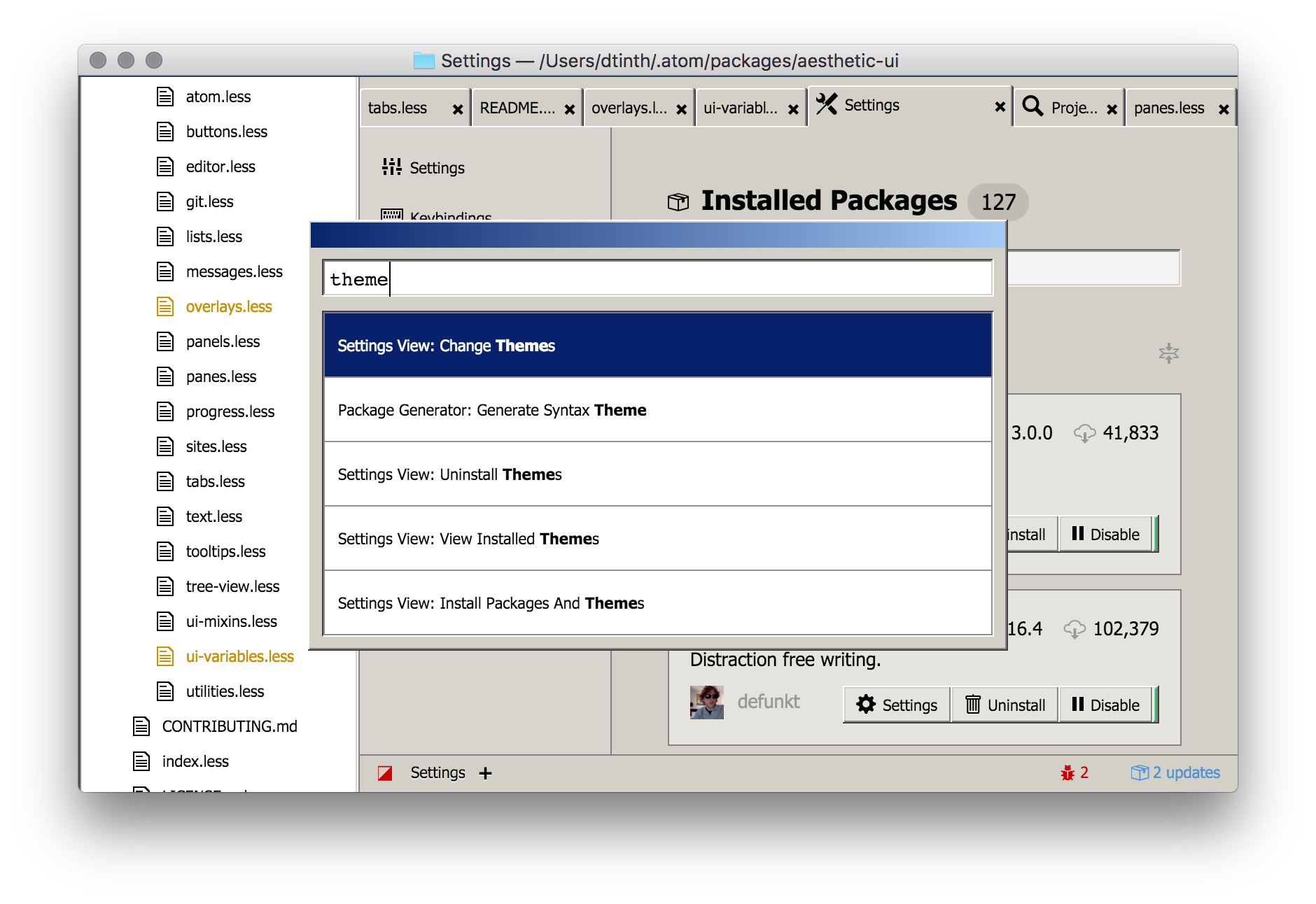 Ｓｅｔｔｉｎｇｓ　ｖｉｅｗ　＆　ｍｏｄａｌｓ