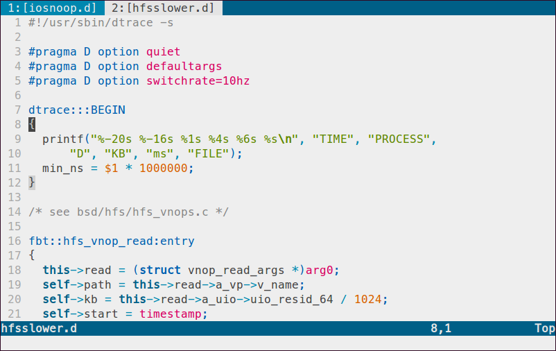 Sample DTrace code