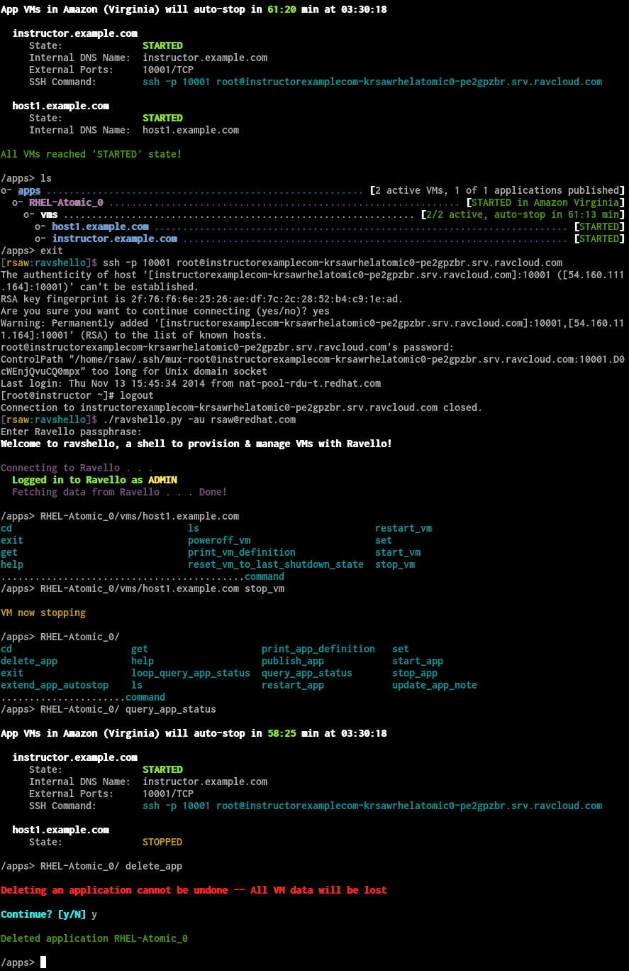 ssh to & delete published app