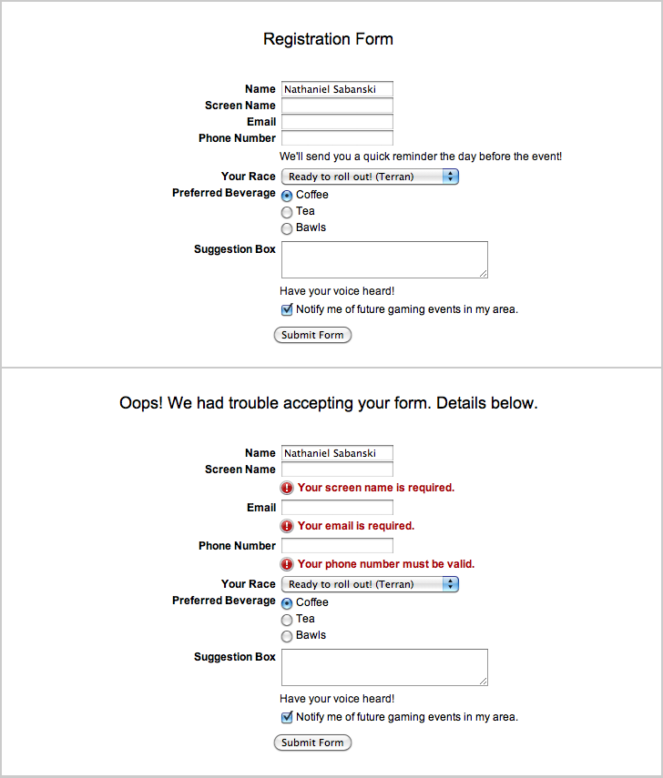 Simple PHP Form Example 1