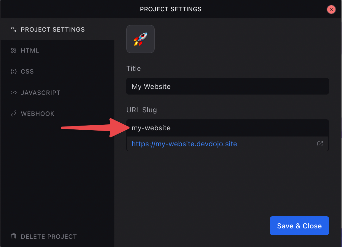 Tails Project Settings Modal