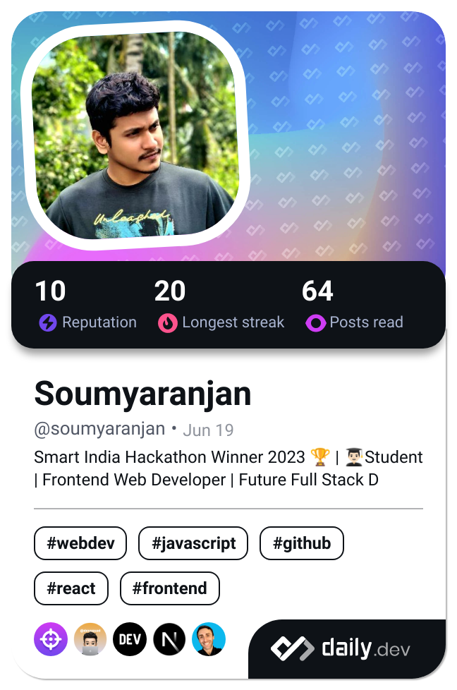 Soumyaranjan's Dev Card