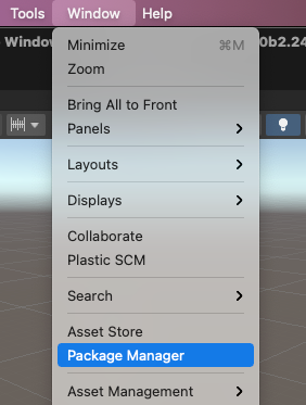 Access the Package Manager window from the Window menu.