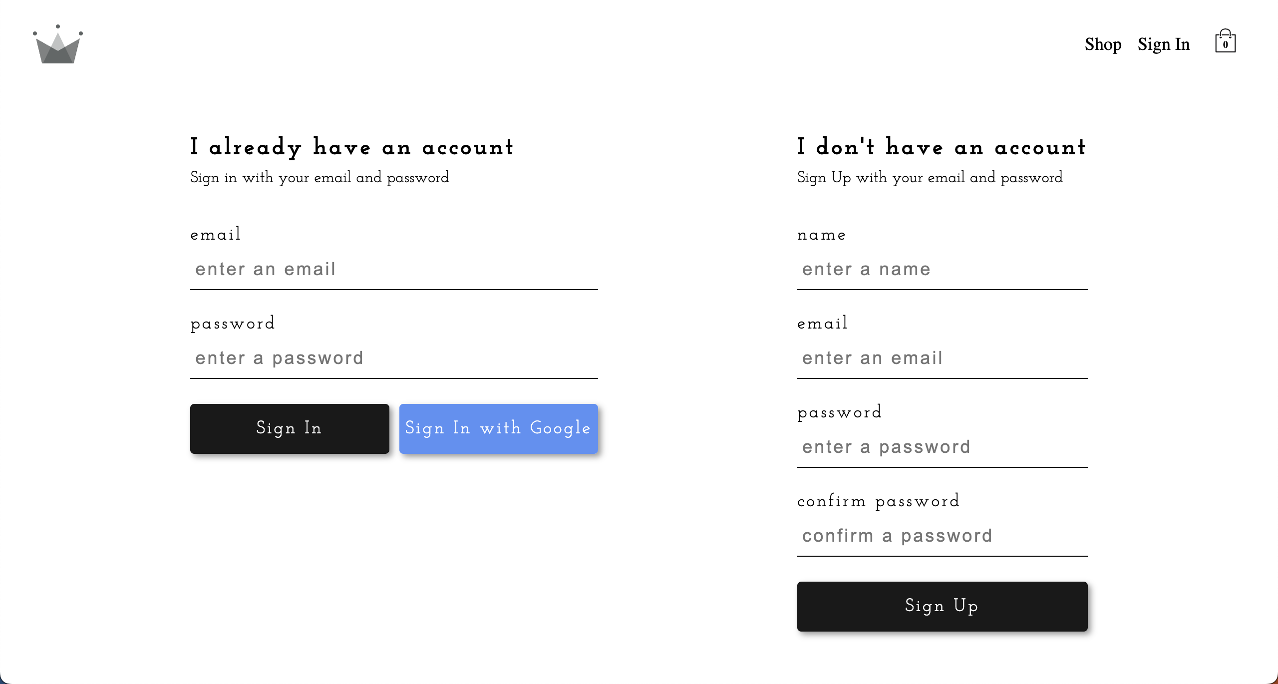 Authentication Page Screenshot