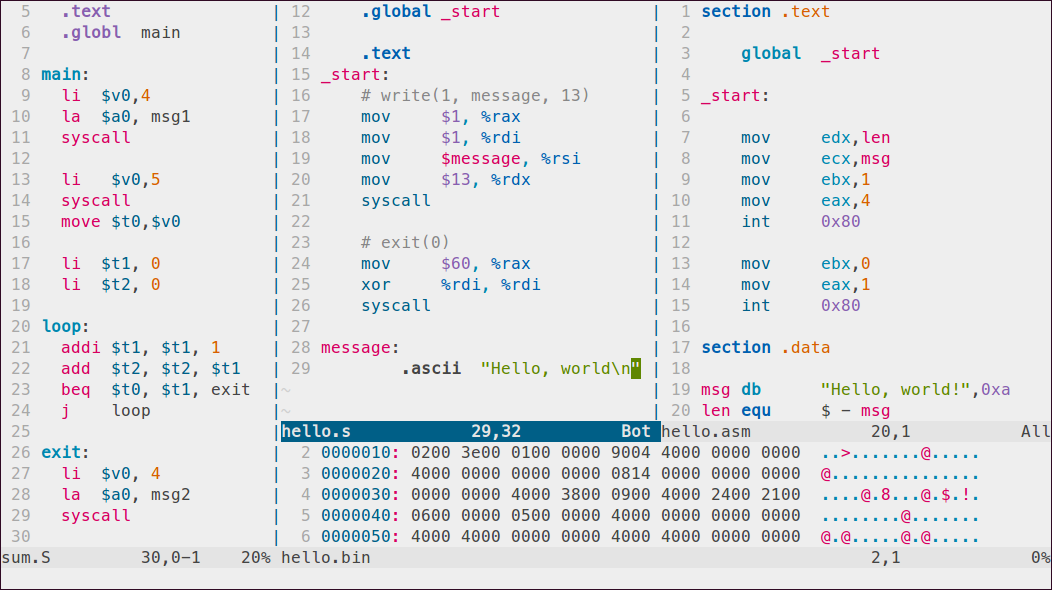 Sample Assembly code