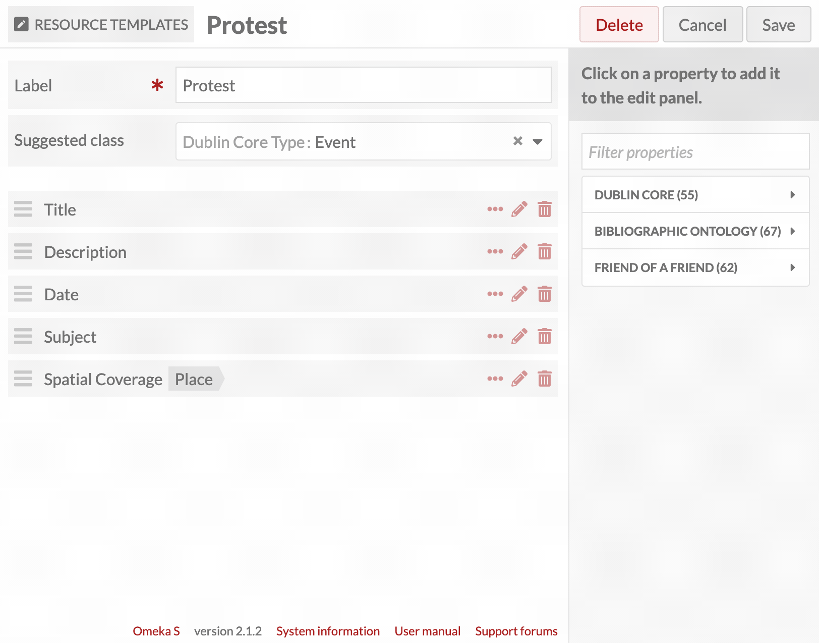 Editing the property place, and the drop-down is open to show the Wikidate suggestion for locations