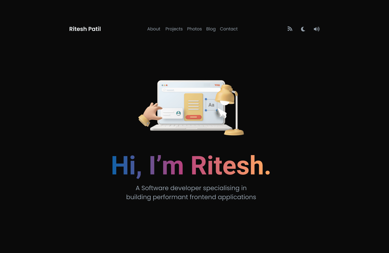 Ritesh Patil Website Cover Page